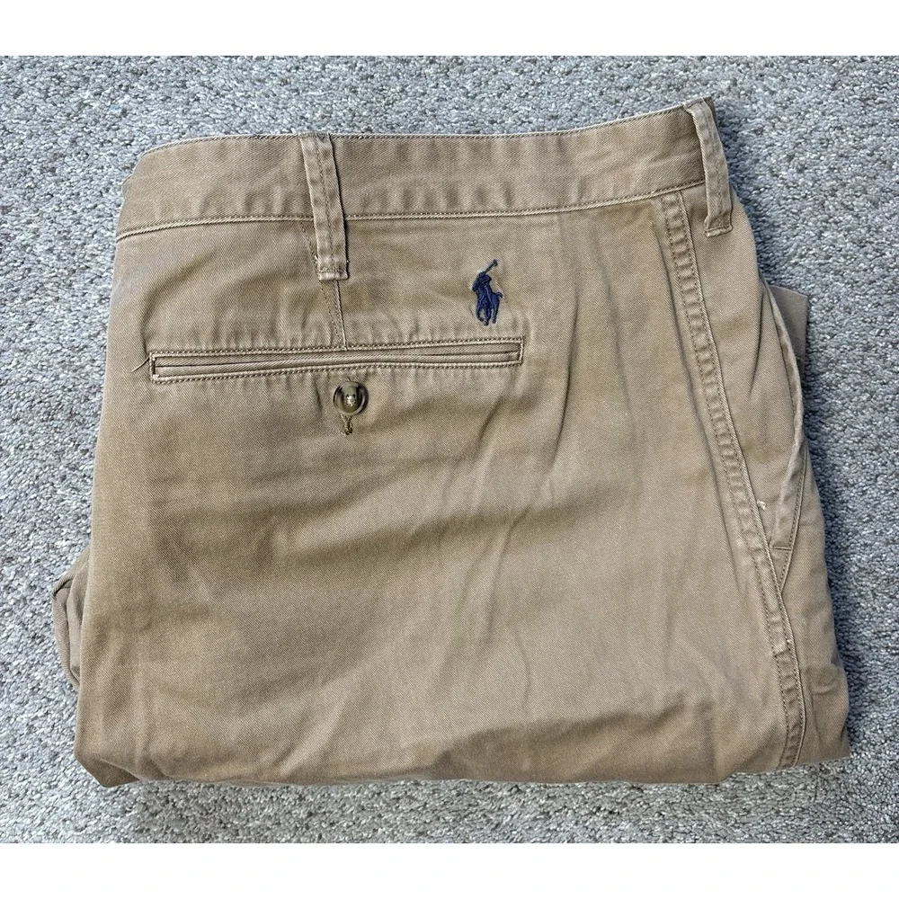 Polo Ralph Lauren Mens Size 42 Chino Shorts Relaxed Fit Tan Beige Pockets Pony